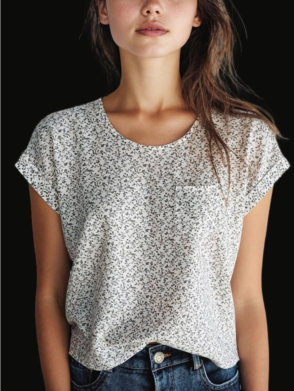 Jon & Anna Black and White Floral Short Sleeve Top